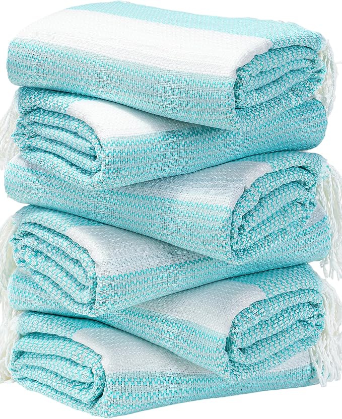 6 Packs Oversized Turkish Beach Towels Set Bulk Clearance Sand Free Pool Swim Bathroom Camp Large No Sand Towel Adults Travel Essentials Cruise Must Haves Accessories Vacation Stuff Green Dot Set by genovega