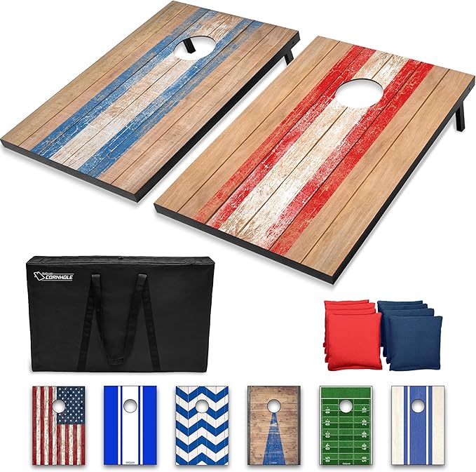 GoSports Portable Cornhole Sets, 8 Styles – Choose 4 x 2 ft or 3 x 2 ft - Boards Include 8 Bean Bags, Travel Case, and Game Rules by GoSports