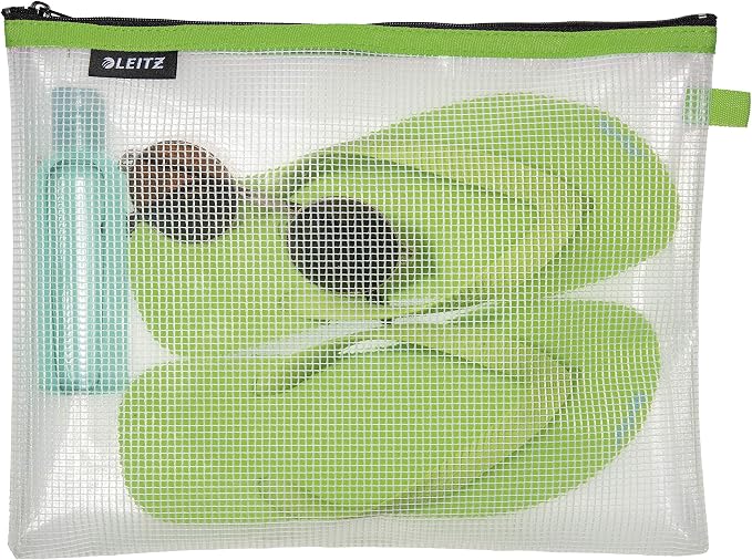 Leitz Wow Travel Pouch, Water Resistant, Translucent, Ideal for Visible Storage and Organisation, Large (A4) - Green - Image 2