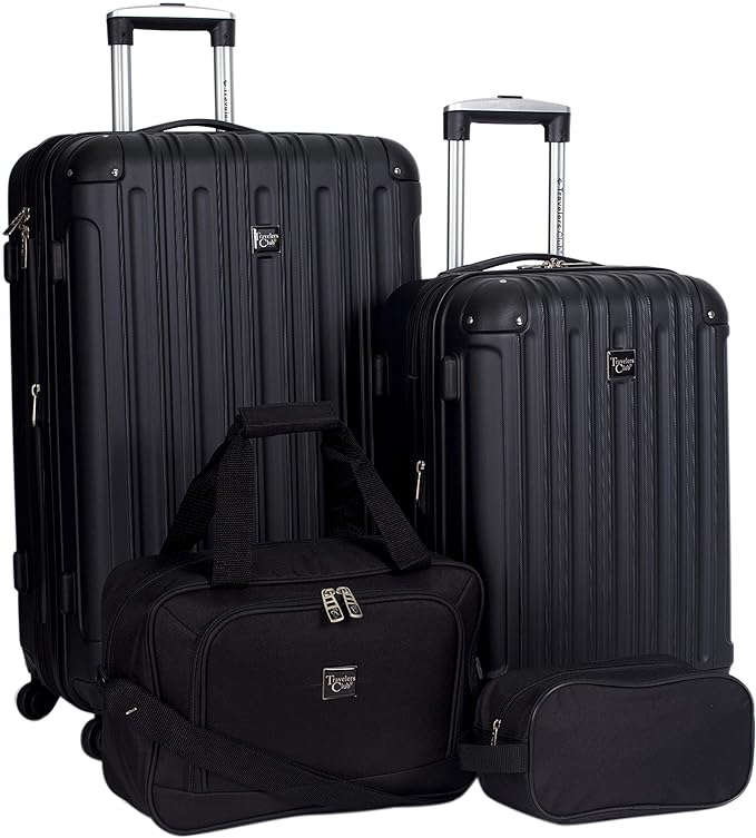 Travelers Club Midtown Hardside 4-Piece Luggage Travel Set, Black by TravelersClub