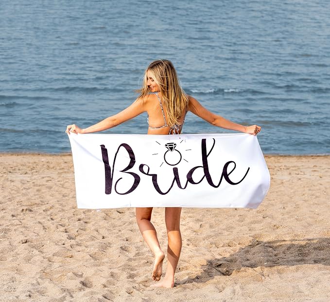 Ethisa 4 Pack Bride Squad Towel for Beach Bachelorette Party - Classic Design for Bridesmaids to Match Bride to Be - Team Bride Tribe Bachelorette Party Towels - 60"x30" - Image 4