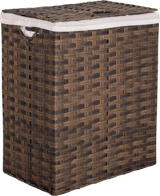 Seville Classics Premium Handwoven Portable Laundry Bin Basket with Carrying Handles, Household Storage for Clothes, Linens, Sheets, Mocha Brown, Rectangular Hamper by Unknown