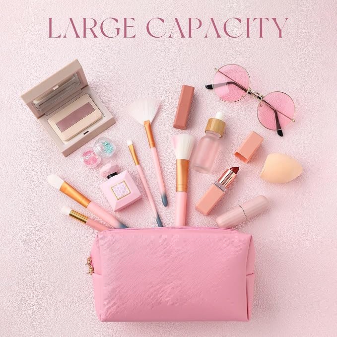 20 Pcs Preppy Makeup Bags PU Leather Cosmetic Pouch with Zipper Waterproof Make up Bags Toiletry Beauty Container for Women Bridal Shower Favors End of the Year Teacher Gifts(Multicolor) - Image 3