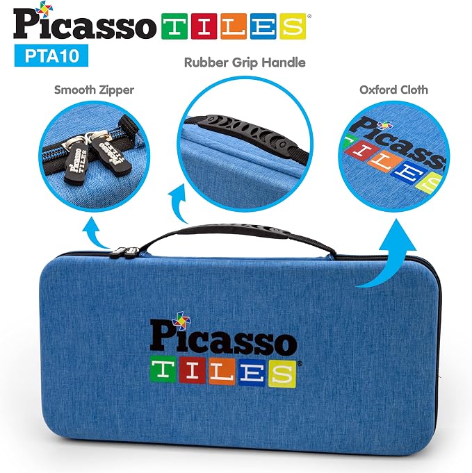 PicassoTiles Toy Carry Case + Action Figures 4 Family + 7pc Animal, Travel Bag EVA Storage Organizer Box, Portable Waterproof Oxford Cloth, Magnet Expansion Pretend Playset Pack Character Accessory - Image 3