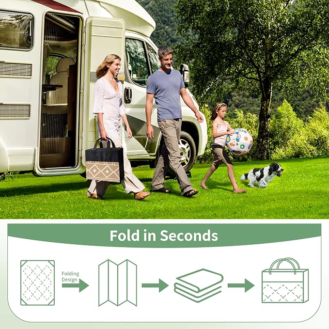 GENIMO Outdoor Rug, Waterproof Plastic Rugs for Patio, 5'x8' Brown Beige | Outside Larger Modern Carpet Mat for Porch Decor, Deck, Balcony, Camping, RV, Backyard, Picnic, Beach, Reversible - Image 6