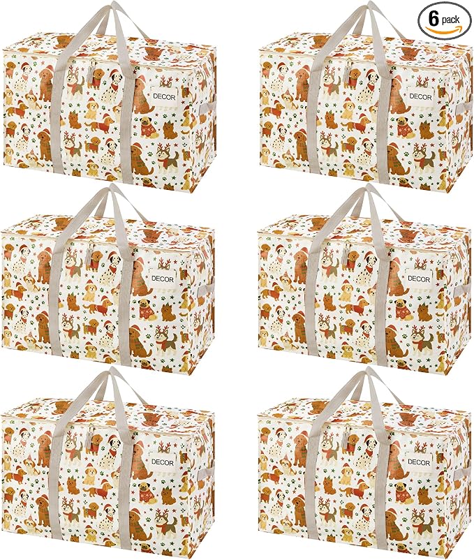 VENO 6 Pack Heavy Duty Moving Bags, Extra Large Storage Bags with Reinforced Handles & Strong Zippers, Foldable & Reusable Moving Box Alternative for Clothes & Dorm Storage by Veno