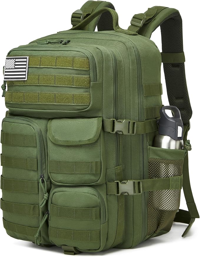 Wotony Tactical Backpack - Military waterproof backpack with multiple pockets and tactical gear for the outdoors (army green, 45L) - Image 2