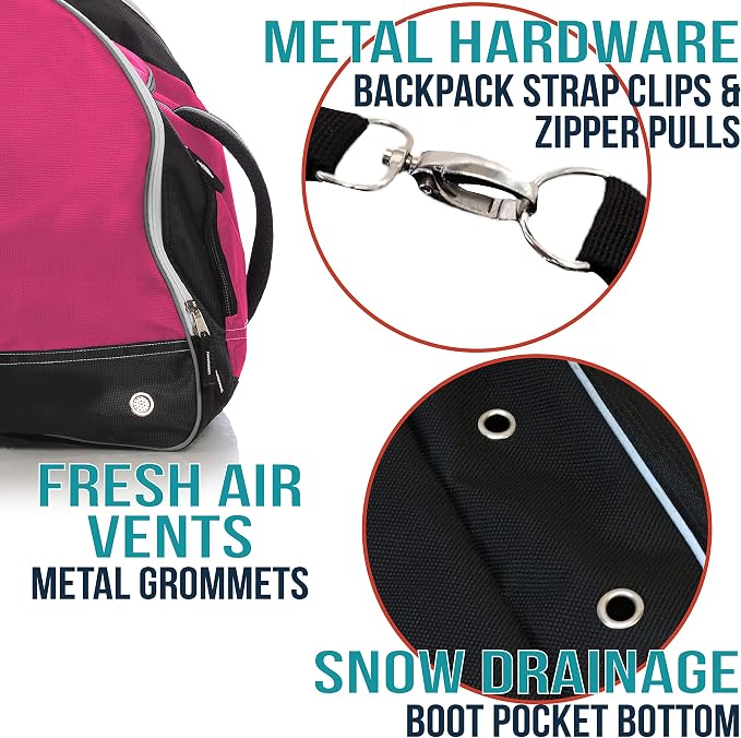 Athletico Ski Boot Bag – Skiing and Snowboarding Travel Luggage – Stores Gear Including Jacket, Helmet, Goggles, Gloves & Accessories – Venting and Grommets for Snow Drainage - Image 4