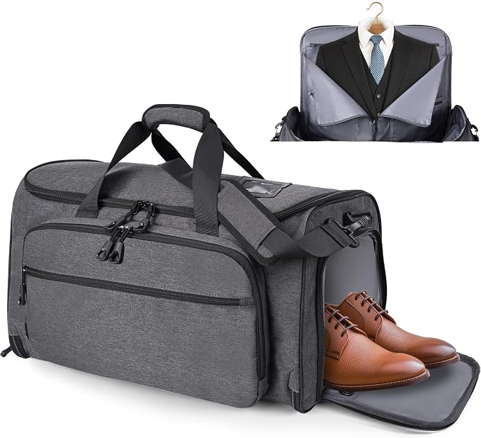 HILOMON Garment Duffle Bags for Travel, YKK Zippers Carry On Convertible Suit Bag with Waterproof Compartment & Shoe Compartment & Shoulder Strap by HILOMON