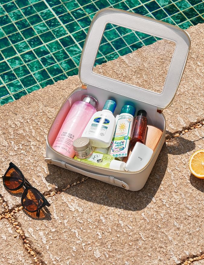 Popvibe Clear Makeup Case Set White Toiletry Bag Travel Large Clear Cosmetic Bag with Zipper, Big Make Up Bag Organizer Women Traveling TSA Approved Transparent Bag Car for Essentials - Image 3