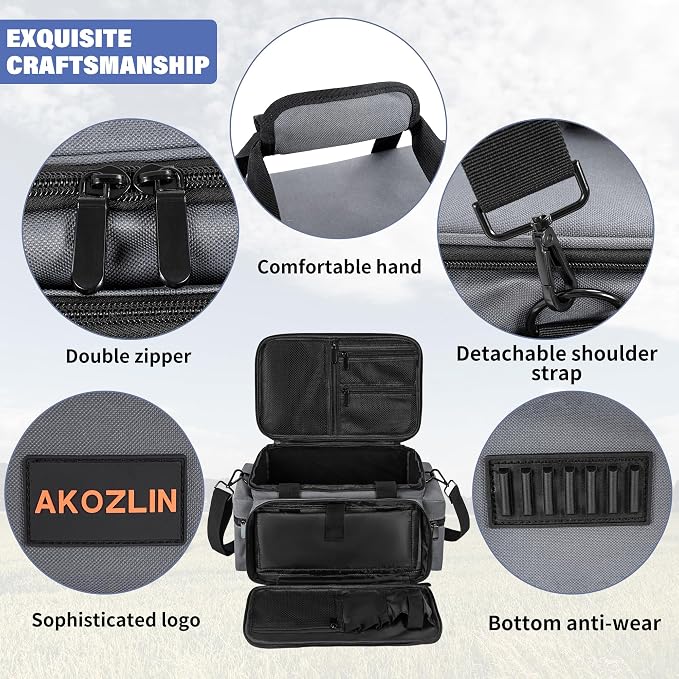 AKOZLIN Cable File Bag with Detachable Dividers for DJ Gear, Sound Instrument Accessories - Image 5