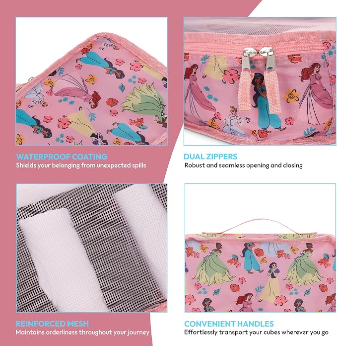 Disney Minnie Mickey Stitch Packing Cubes - Winnie the Pooh, Princess Cinderella, Cars, Toy Story 5 Piece Packing Cubes Compression - Travel Essential - Luggage Suitcase Organizer Set - Image 3