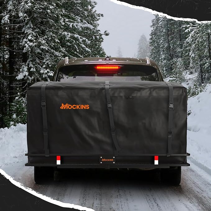 Mockins 40 CuFt XXL Trailer Hitch Cargo Carrier Bag w/Straps, Lock & Case | 70"x30"x33" Waterproof Cargo Bag for Hitch Carrier | All-Weather Abrasion-Resistant Vinyl Vehicle Soft-Shell Carriers - Image 8