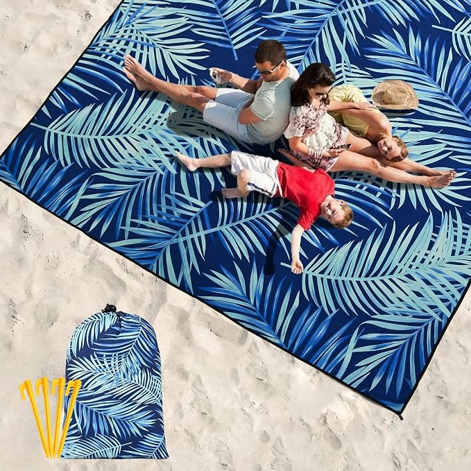 WIWIGO Beach Blanket Waterproof Sandproof Beach Mat 79" X 83"/10'x9'for 2-8 Adults Quick Drying Outdoor Picnic Mat Beach Accessories for Travel, Camping, Hiking - Image 6
