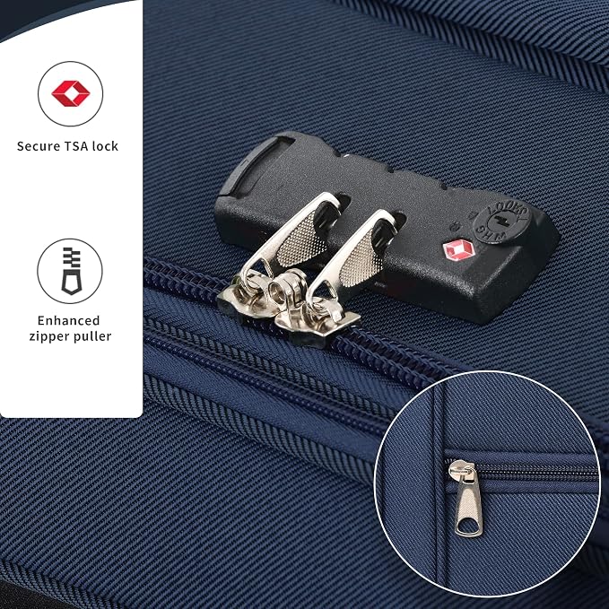 Merax 3 Piece Luggage Set,Expandable Softside Suitcase Set.Dark Blue | Carry-On Luggage Included,Durable and Lightweight Travel Suitcase Set with Spinner Wheels and TSA Lock.22"/26"/30" - Image 6