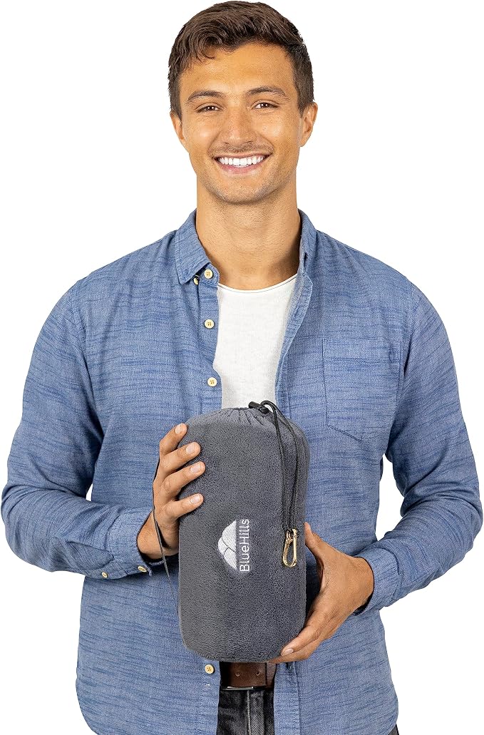 BlueHills Premium Soft Rolled Travel Blanket Airplane Plush Throw - Gray | 70X48 Large Plane Pillow/Blanket, Luggage Strap, Soft Case, Must Have Airplane Essential, Long Flights, Portable, Lightweight - Image 8