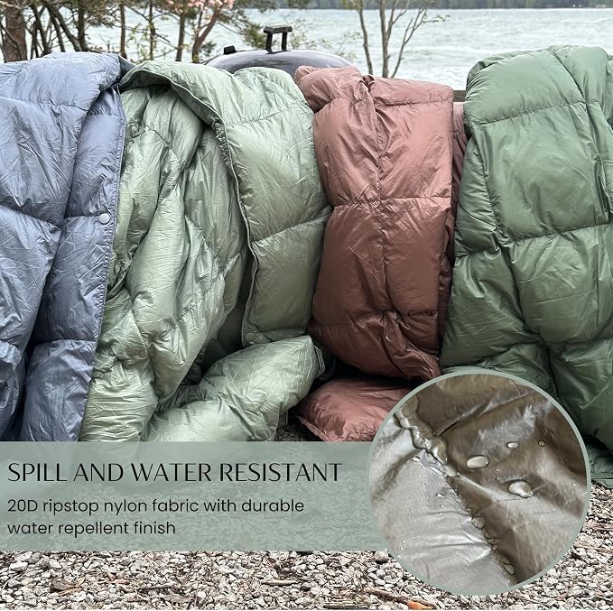Down Camping Blanket with Footbox – Lightweight, Packable, Water Resistant Backpacking Quilt & Warm Puffy Compact Outdoor Throw – 52x77 with Stuff Sack for Stadium, Hiking & Travel - Image 4