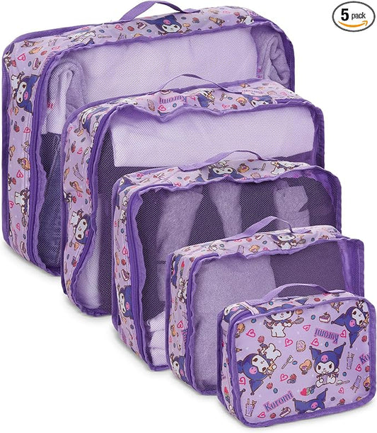 Sanrio's Hello Kitty Packing Cubes - 5 Piece Packing Cube Bags - Travel Essentials - Suitcase Luggage Organizer Set - Hello Kitty and Friends, My Melody, Kerromi, Kerropi, Badtz-Maru (Kerromi) by SANRIO