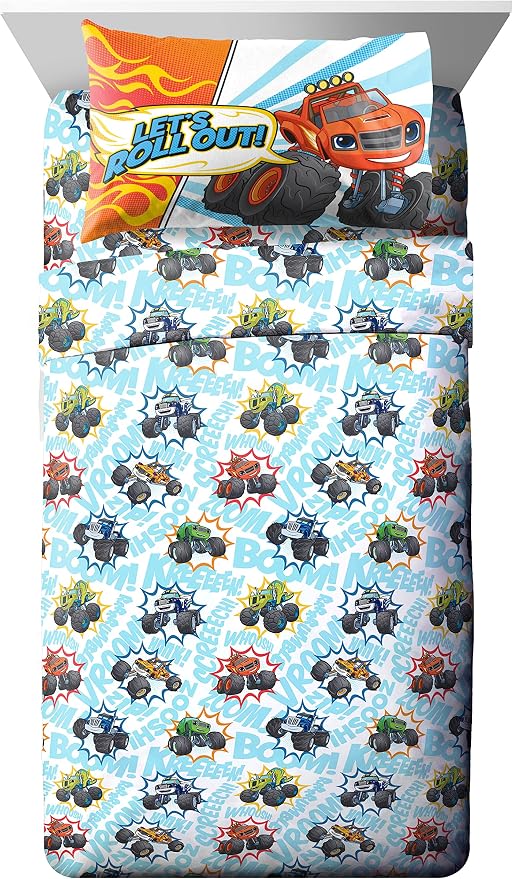 Jay Franco Blaze and the Monster Machines Off to The Races 5 Piece Twin Size Bed Set - Includes Comforter & Sheet Set - Super Soft Fade Resistant Microfiber (Official Blaze Products) - Image 3