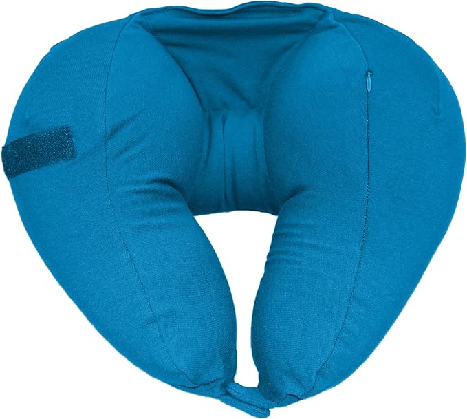 Yogibo Nap X Travel Neck Pillow for Sleeping Airplane, Car, Plane Traveling, Microbead Portable Comfy Head Rest and Neck Support with Attached Eye Mask, Turquoise by Yogibo