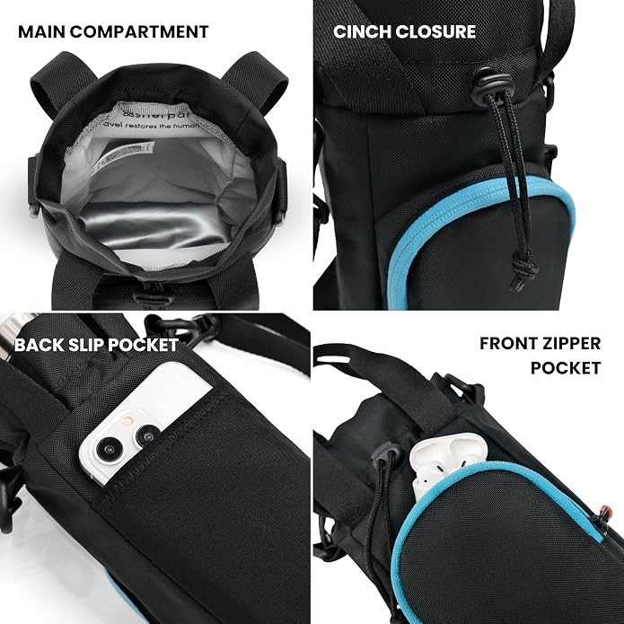 Sherpani Izzie, Water Bottle Crossbody, 32oz Bottle Carrier Bag | Bottle Holder Sling with Phone Pocket, Cross Body Drink Carrier Men Women, RFID Protection for Hiking Camping, Travel Gift - Image 6