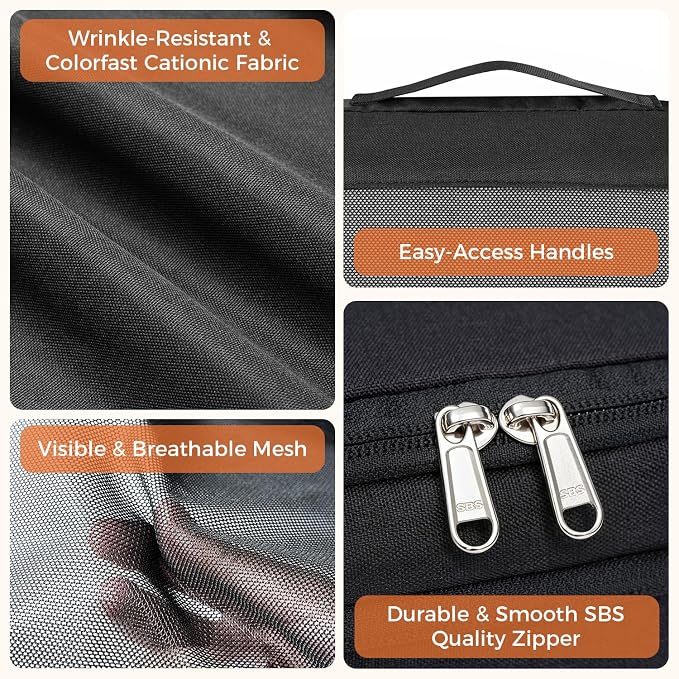 BAGAIL 8 Set Compression Packing Cubes, Durable & Wear-resistant Expandable Luggage Organizer Bags for Travel Accessories (Black) - Image 3