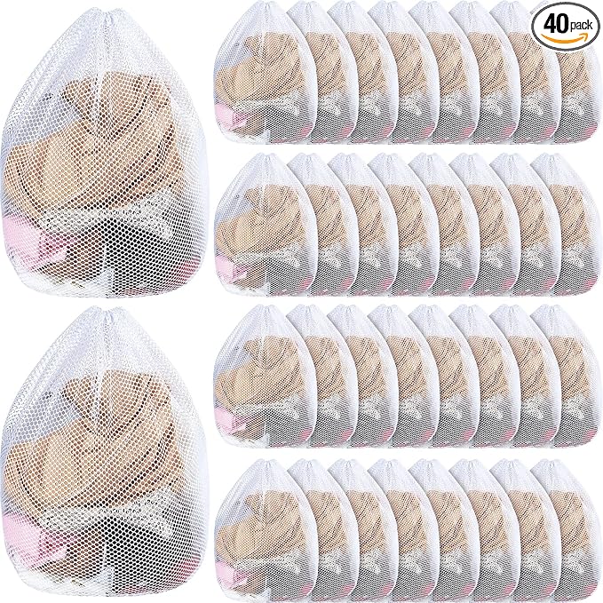 40 Pcs Mesh Laundry Bags Bulk with Drawstring 20 x 24'' White Heavy Duty Mesh Bag Machine Washable Sturdy Large Net Laundry Wash Bag for Dormitory College Apartment Travelling Camping by Nuenen