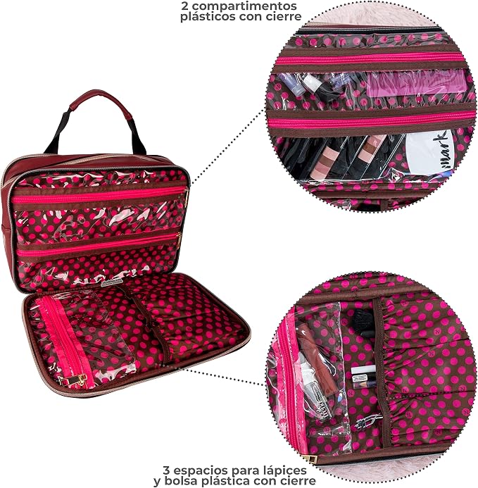 Nicole Lee Cosmetic Makeup Bag for Women - Multi Organization Toiletry Travel Bag with 5 Compartments (Sara is Soft but Strong) - Image 4