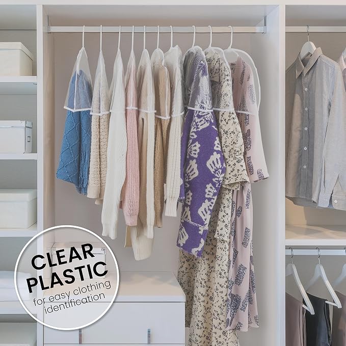 Handy Laundry Clear Vinyl Shoulder Covers - Set of 16 Garment Protectors Keep your Suits, Dresses, Blouses, & Dust Free - Protect and Store your Clothing while In and Out of Season - Image 5