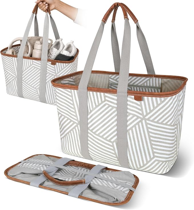 CleverMade Collapsible LUXE Tote, 30L Foldable Grocery Shopping Bag, Reusable by CleverMade