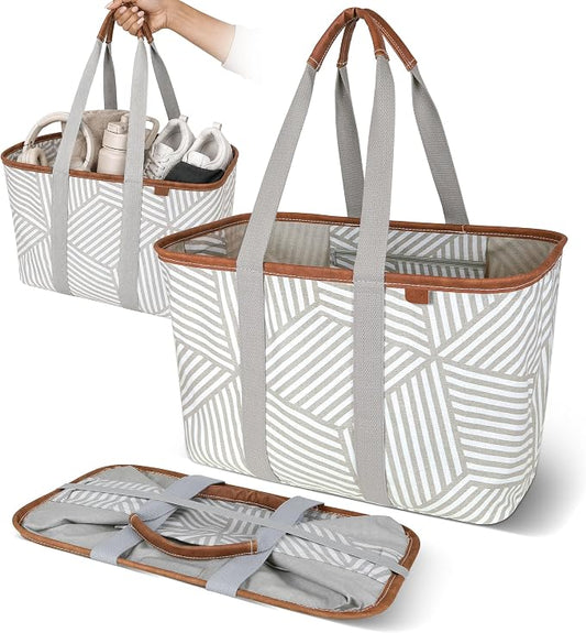 CleverMade Collapsible LUXE Tote, 30L Foldable Grocery Shopping Bag, Reusable by CleverMade