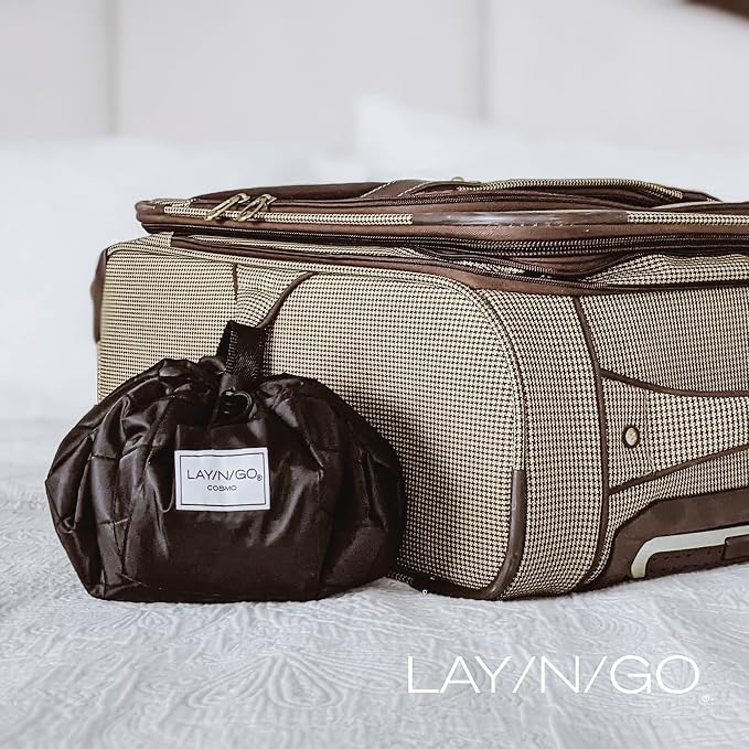 Lay-n-Go Cosmo Layflat Drawstring Cosmetic & Makeup Bag Organizer w/Zipper Pocket, Brush Loops & More, Cinch to Close, Lay Flat to Use, Durable, Machine Wash, Travel Toiletry Bag (20", Ocean Blue) - Image 8
