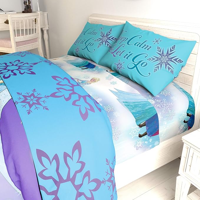 Disney Frozen Elsa Full Size Comforter Set 7 Piece Kids Bedding, Purple | Anna Bed in a Bag, Comforter Sheets Shams Pillowcases, Official Brand, Soft Microfiber, Machine Washable, Girls Gift - Image 7