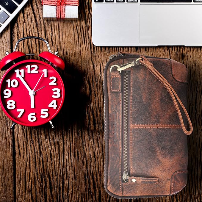 Cosmetics Case Travel Organizer Pouch Portable Tech Bag with Zipper Closure Leather Toiletry Bag for Men & Women Cord Storage Case Large Dopp Kit Makeup Bag Handbag Organizer - Image 5