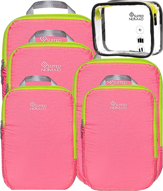 SUITEDNOMAD Ultralight Compression Packing Cubes Set, Suitcase and Backpack Travel Organizer Bags by SUITEDNOMAD