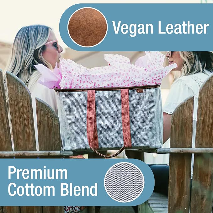 CleverMade Collapsible LUXE Tote, 30L Foldable Grocery Shopping Bag, Reusable - Image 4