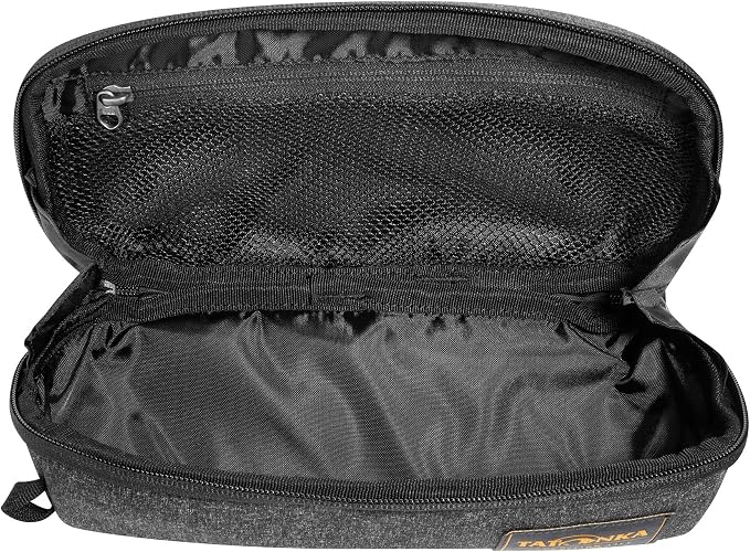 Tatonka Square Zip Pouch M (2L) – Foldable Washing Bag with 2 Zippered Mesh Pockets, No PFC/PFAS, 10 x 25 x 9 cm, Black/White, 10 x 25 x 9 cm, Hinged Wash Bag, Black/White, 10 x 25 x 9 cm, Hinged Wash Bag - Image 3