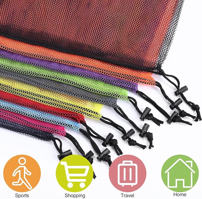 iMucci 13"X15.5" 24Pcs Mesh Laundry Drawstring Bag Nylon Drawstring Gym Bag with Cord Lock Closure - Image 4