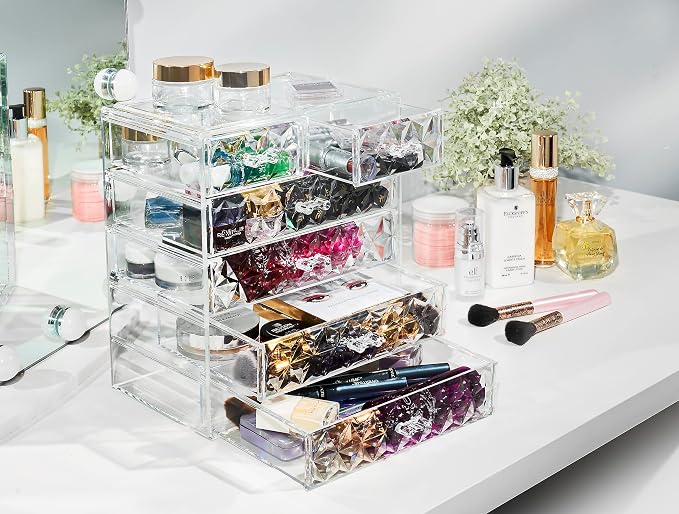 Sorbus Acrylic Makeup Organizer Set, 6-Drawer Vanity & Countertop Cosmetic Storage with Small & Wide Drawers, Diamond Makeup Storage for Brushes, Lipsticks, Jewelry – Holiday Gift for Women & Teens - Image 7