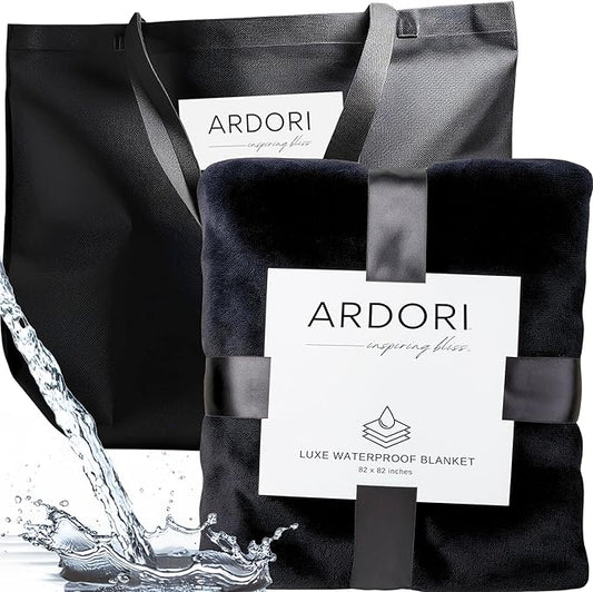 Waterproof Blanket King Size, Black & Gray 82x82"- Water Proof and Stain Resistant Blankets for Couples Bed Intimacy, Fleece Moisture Absorbent, Layered Sheet Protector, Leakproof Protective Top Cover