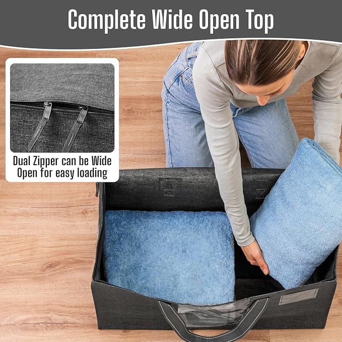 VENO 8 Pack Heavy Duty Moving Bags, Clothes and Comforter Storage Bags with Clear Window, College Dorm Essentials Packing Supplies, Foldable Boxes Alternative (Gray, 8 Pack) - Image 3