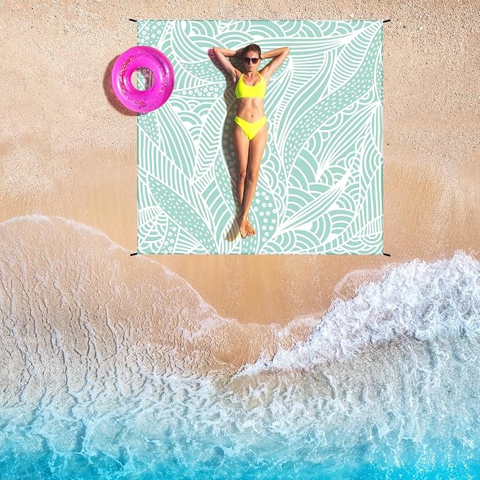 HIHOHO Beach Blanket Waterproof Sandproof Beach Mat for 1-8 Adults Quick Drying Durable Outdoor Picnic Mat for Beach Festival Travel Camping Hiking (LBL-Ripple, 79"×108"(6 Person)) - Image 6
