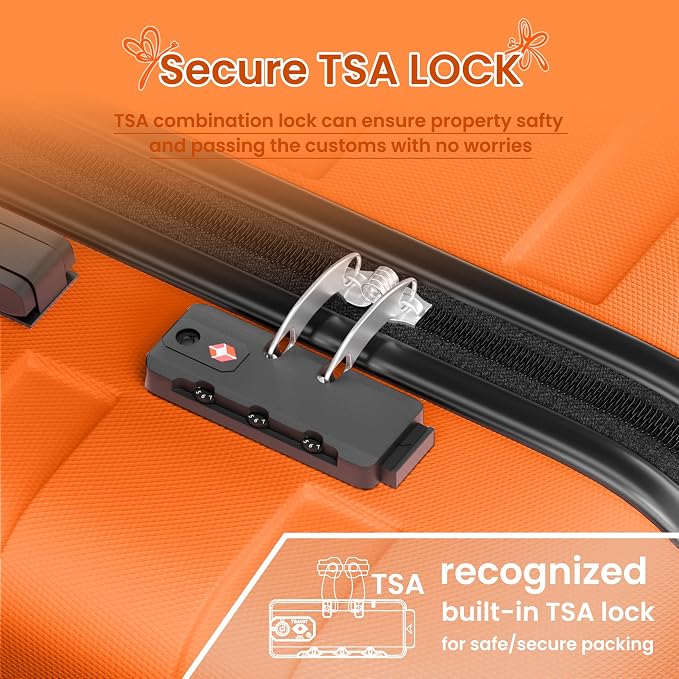 AnyZip Luggage Sets 3 Piece Hardshell Suitcase Set PC ABS Lightweight Travel Suitcases with 4 Double Spinner Wheels TSA Lock 20 24 28 Inch Orange - Image 6