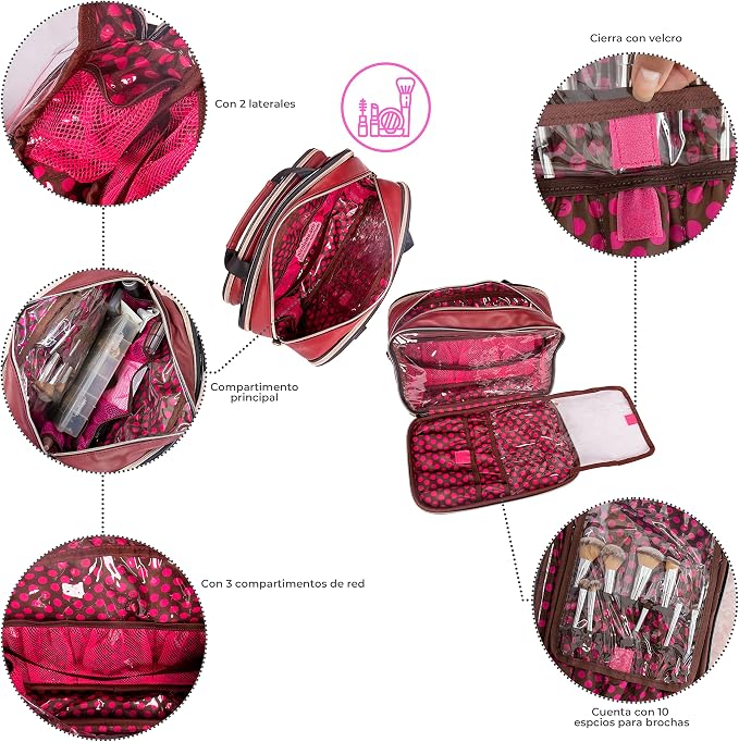 Nicole Lee Cosmetic Makeup Bag for Women - Multi Organization Toiletry Travel Bag with 5 Compartments (Double Queens) - Image 4