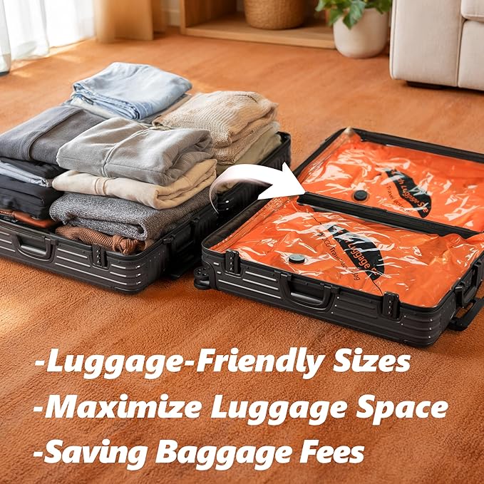 SUOCO 10 Pack Vacuum Seal Bags for Clothing Travel with Wireless Pump, 3 Sizes (20/24/28 Inch) Compression Packing Cubes for Luggage Suitcase - Image 2