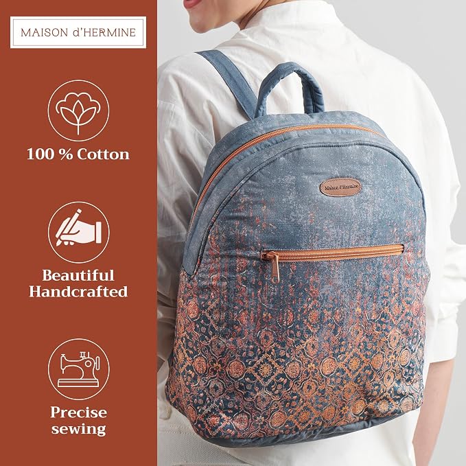Maison d' Hermine Backpack for Women Men Cotton Shoulder Multipurpose Rucksack with Small Pouch Lightweight Multi Pocket Bag for Travel Work Beach Perfect for Spring Summer (Imperfection) - Image 2