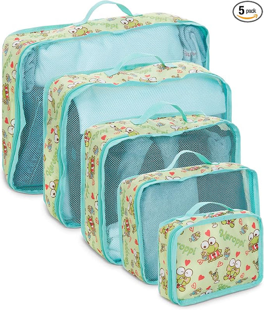 Sanrio's Hello Kitty Packing Cubes - 5 Piece Packing Cube Bags - Travel Essentials - Suitcase Luggage Organizer Set - Hello Kitty and Friends, My Melody, Kerromi, Kerropi, Badtz-Maru (Kerropi) by SANRIO