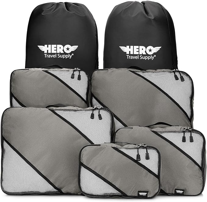 HERO Packing Cubes for Travel (Set of 5) Luggage Organizer with 2 Laundry Bags, Versatile Suitcase Organizer for Men & Women – Travel Accessories for Carry On, Airplane, Road Trip by HeroTravelSupply