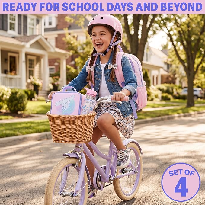 Get Trend Cinnamoroll Girls Backpack, Lunch Bag, Pencil Case, Water Bottle | Sanrio 4 Pc Set, 18in Bookbag, Insulated Lunch Bag, Pencil Pouch & 16.9 fl oz BPA-Free Water Bottle, School, Gifts for Girls - Image 5