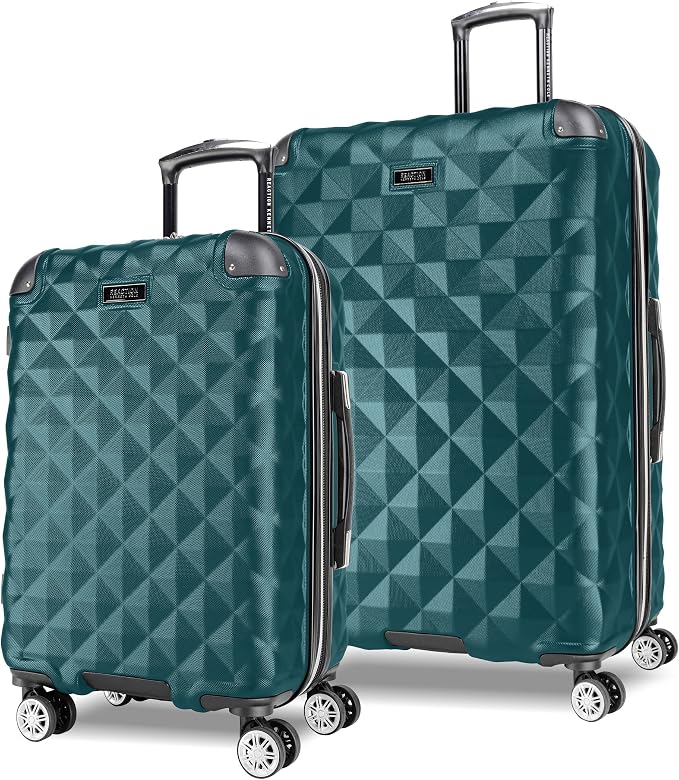 Kenneth Cole REACTION Diamond Tower Collection Lightweight Hardside Expandable 8-Wheel Spinner Travel Luggage, Deep Teal, 2-Piece Set (20" & 28") by KennethCole